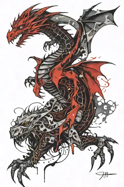 red dragon wrapped tattoo design idea