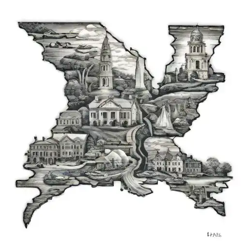 Massachusetts and Rhode Island landmarks bunched together tattoo design idea