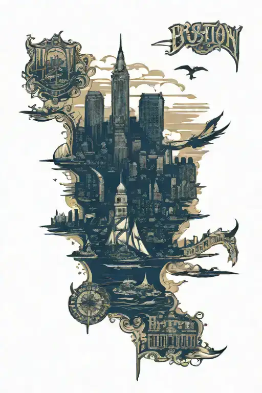 boston skyline tattoo design idea