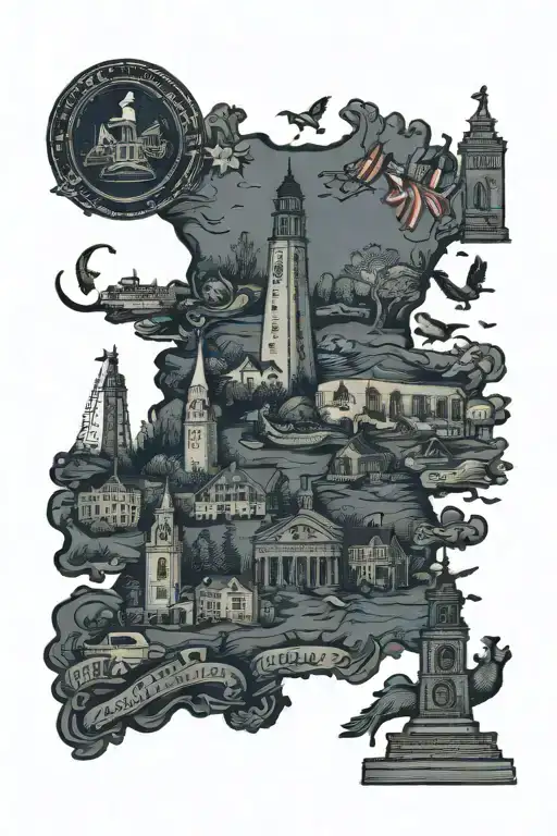 massachusetts landmarks tattoo design idea
