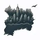 boston skyline tattoo design idea