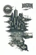boston skyline tattoo design idea