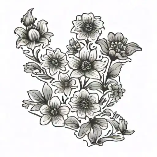 outline of state of new jersey with state flower in it tattoo design idea