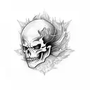 burning skeleton tattoo design idea