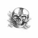 burning skeleton tattoo design idea