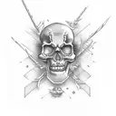 burning skeleton tattoo design idea