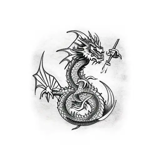 Dragon holding fireball for back tattoo design idea