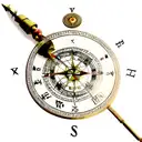 A compass with Roman numerals and ancient symbols tattoo design idea