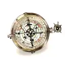 A compass with Roman numerals and ancient symbols tattoo design idea