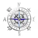 A compass with Roman numerals and ancient symbols tattoo design idea