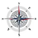 A compass with Roman numerals and ancient symbols tattoo design idea
