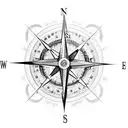 A compass with Roman numerals and ancient symbols tattoo design idea