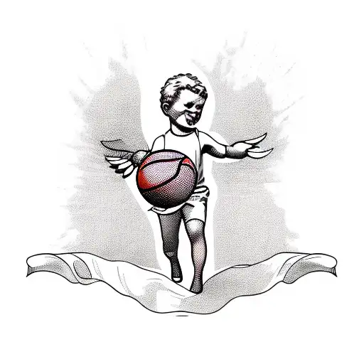 Cupid with basketball tattoo design idea