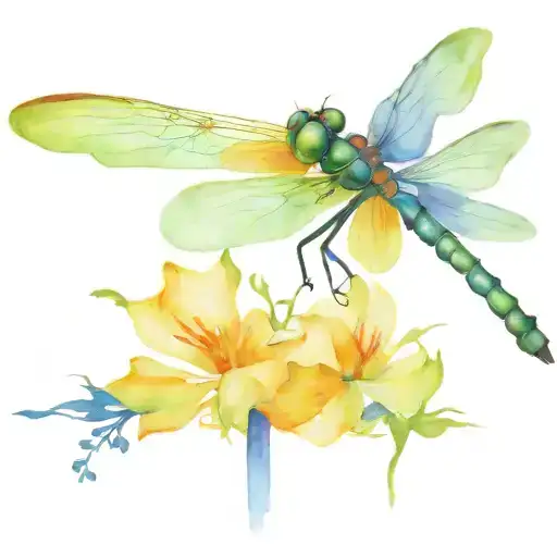 Dragonfly and key tattoo design idea