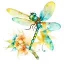 Dragonfly and key tattoo design idea