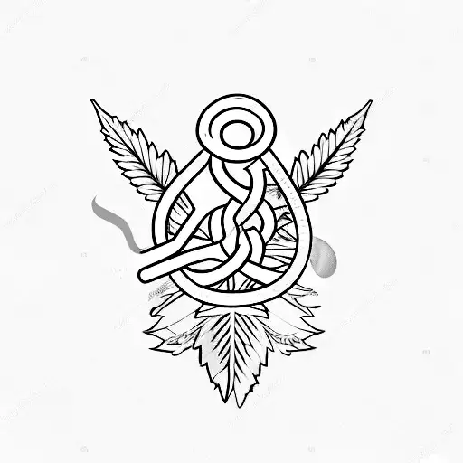 A veterinary stethoscope intertwined with cannabis leaves tattoo design idea