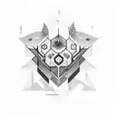 Dynamic composition. Geometric shapes. Contrast black-white. Varied sizes. Intriguing. tattoo design idea