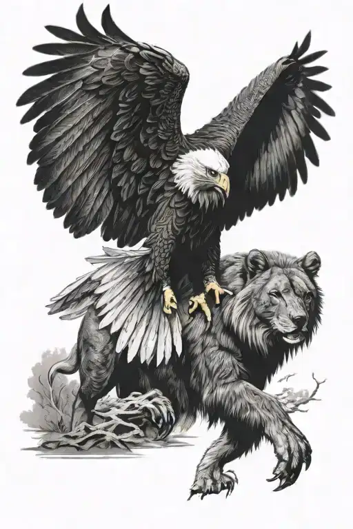 Eagle elephant wolf   tattoo design idea