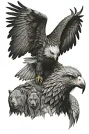 Eagle elephant wolf   tattoo design idea