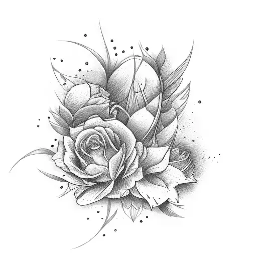 floral with drumstick tattoo design idea