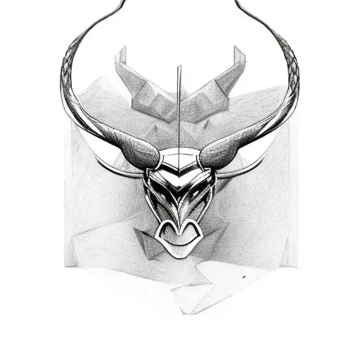 Loki's hornes in the head of a knife tattoo design idea