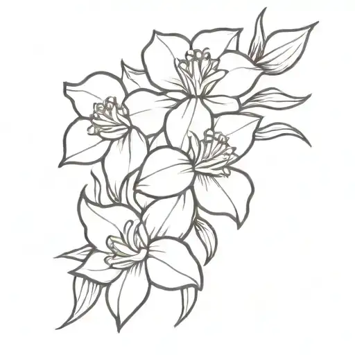 violet rose and daffodil flower bouquet tattoo design idea