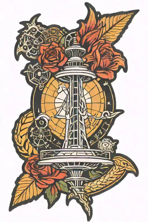 Scorpio space needle tradoc patch tattoo ideas tattoo design idea