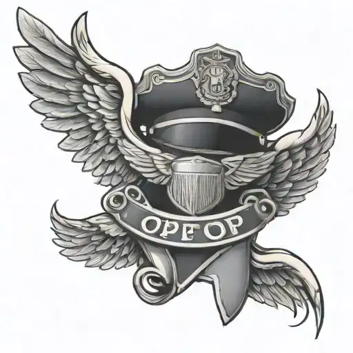 cop uniform with wings tattoo design idea