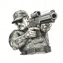cop shooting himself tattoo design idea