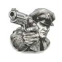 cop shooting himself tattoo design idea