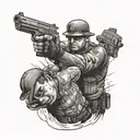 cop shooting himself tattoo design idea