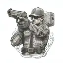 cop shooting himself tattoo design idea