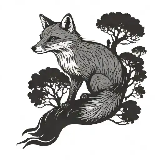 fantastic Mr fox tree  silhouette  tattoo design idea