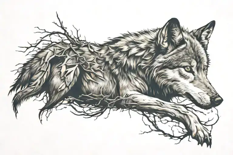 wolf and wound tattoo design idea