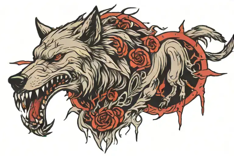 wolf and wound tattoo design idea