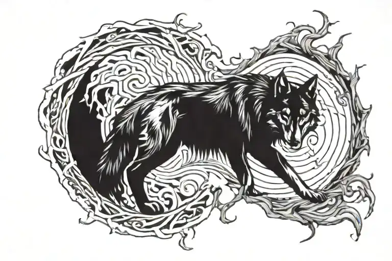 wolf coming out of the wound tattoo design idea