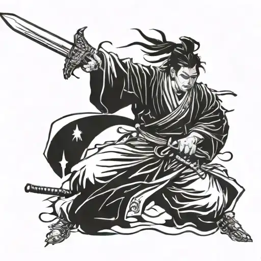 myamoto musashi vagabond sword tattoo design idea