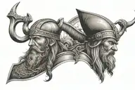 Ship and Viking Head tattoo design idea