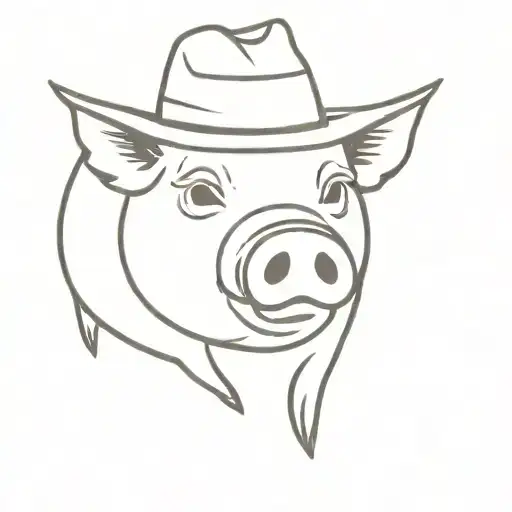 Pig with cowboy hat tattoo design idea