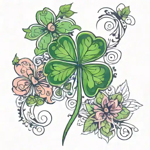 five leaf clover tattoo design idea