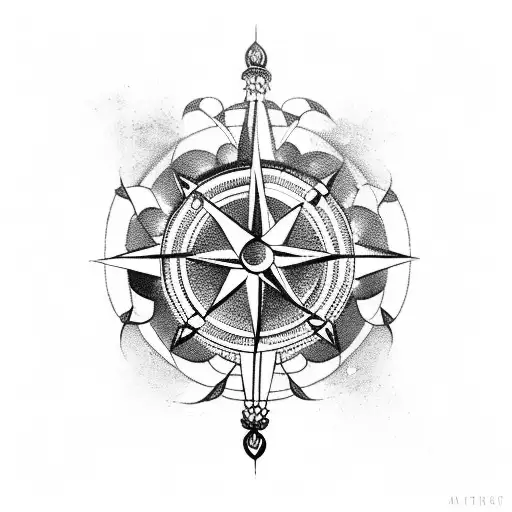 Indian with compass and cross tattoo design idea