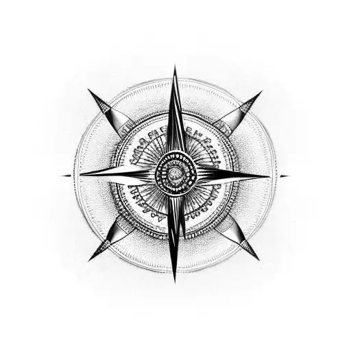 Indian with compass and cross tattoo design idea