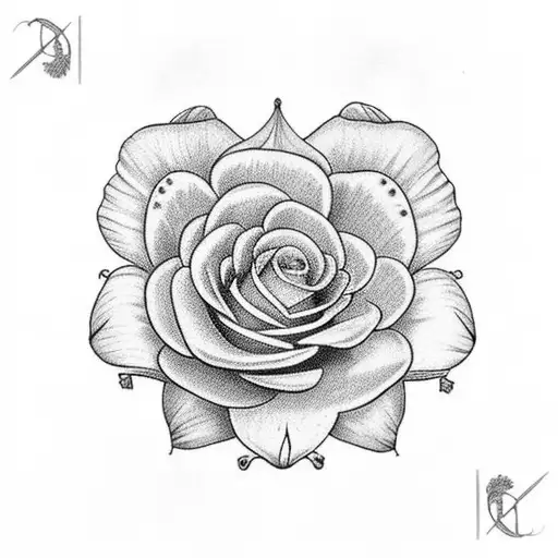 Bohemian arrow with Daisy fletching including iris and rose tattoo design idea