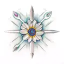 Bohemian arrow with Daisy fletching including iris and rose tattoo design idea