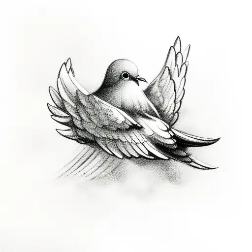 hand coming through clouds with doves flying  tattoo design idea