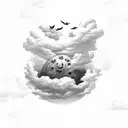 (cast your burden upon the lord and he will sustain) Surronded by clouds and doves flying through the clouds.  tattoo design idea
