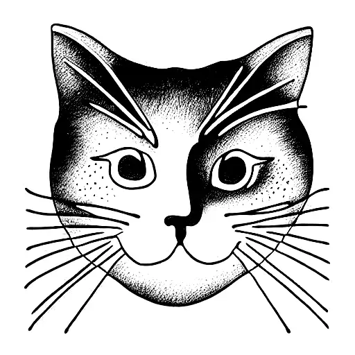 cat line work tattoo design idea