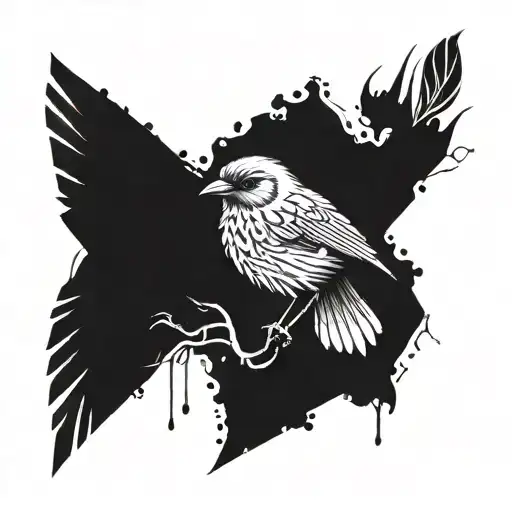 I would like you to create a tattoo, in black and white, with the following elements: - the bird present on the cover of tattoo design idea