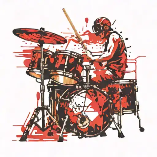 drummer on a drum set tattoo design idea