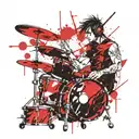 drummer on a drum set tattoo design idea